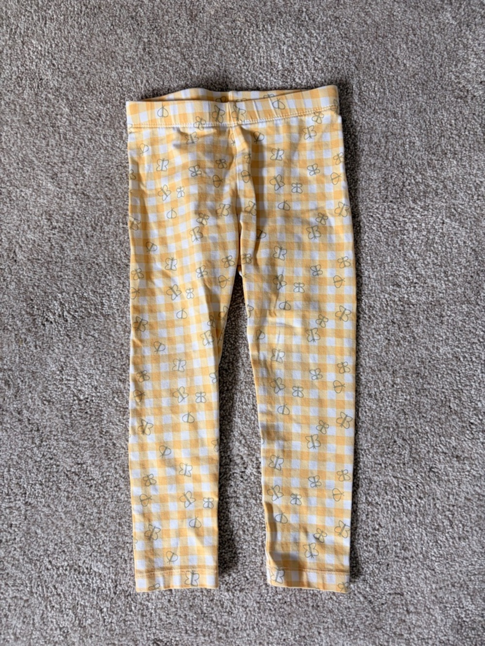 Joe Fresh Yellow Gingham Toddler Leggings with Green Butterfly Motif